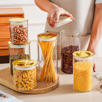 Net Red large transparent glass sealed jar kitchen storage grains dry fruit storage bottle tea jar bottle Nordic