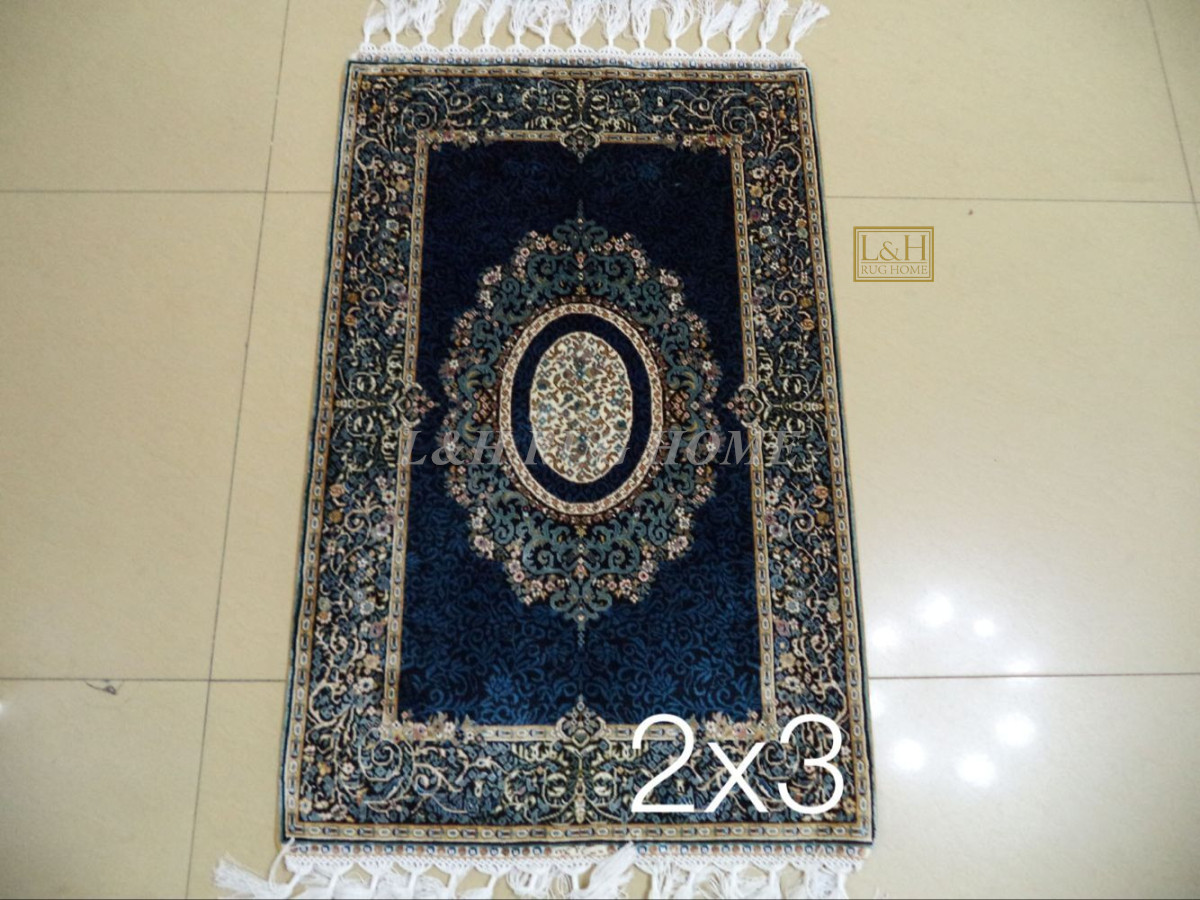 Foreign trade export 230 handmade silk knotted carpet silk carpet silk carpet 61x91cm