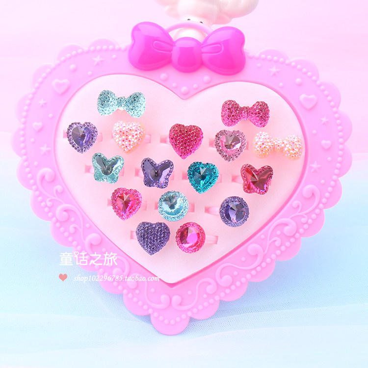 Children's baby girl little princess jewelry prize gift toy crystal rhinestone gem shiny plastic ring ring