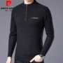 Pierre Cardin áo len cashmere nguyên chất nam dày dây kéo nửa cao cổ áo len màu rắn trung tính cha cộng với áo len áo da nam cao cấp