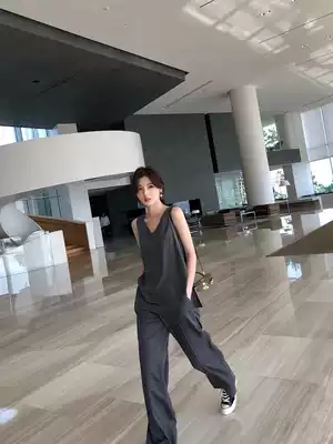 CloudSweet ice cool temperament V-neck top drop feel wide leg pants summer Tencel three-piece set