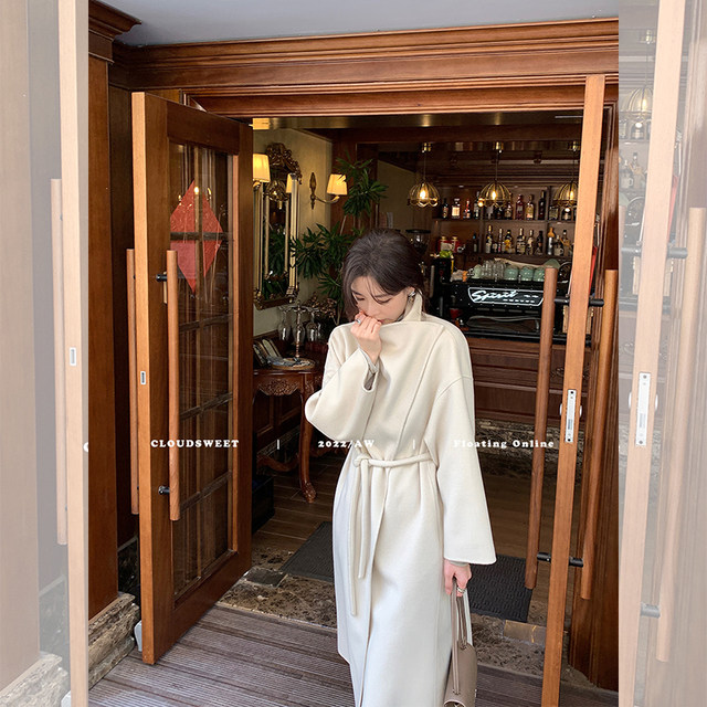 ເສື້ອກັນໜາວຜູ້ຍິງ CloudSweet Morando/Ambient white wool coat woolen double-sided woolen length mid-length woolen coat