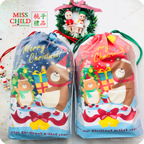 5pcs Japanese Christmas Bear gift drawstring bag Christmas Children Candy Snack bundle pocket Gift bag Storage bag