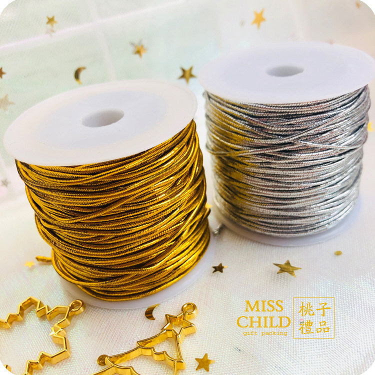 25m one roll gift packaging accessories golden silver elastic rubber band gift box elastic rope pendant tag rope