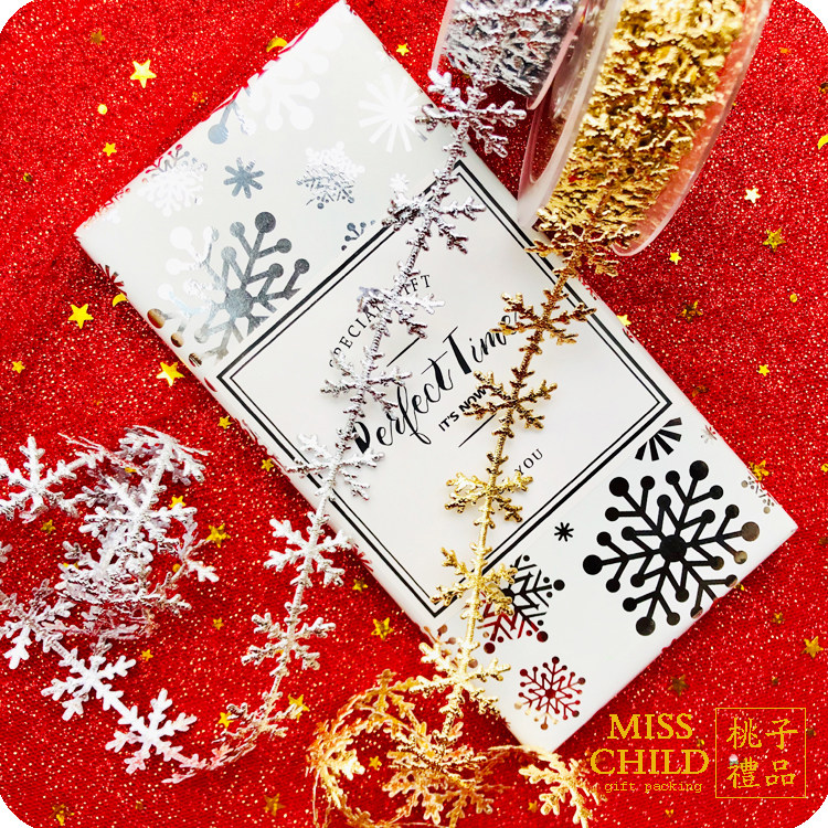 10m Winter Snowflake shape decorative ribbon Gold Silver Christmas Snowflake gift packaging Decorative accessories Webbing