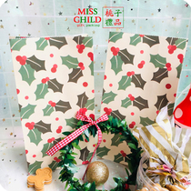 3 Christmas gift packaging bags Christmas leaf pattern paper bags no portable gift packaging paper bags candy bags