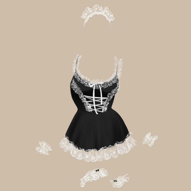 Gentleman ordering a meal? sexy maid dress PASTTEN tube aunt at half past D-059 black and white uniform sleeping skirt suit