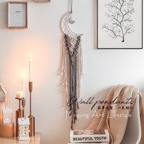 Nordic handmade gray cotton thread moon tapestry catcher dream net home B & B decoration Bohemia Wall wall hanging