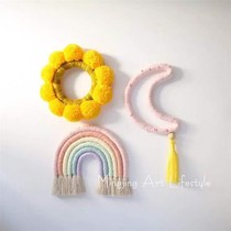 Ins Nordic yellow sun Wall pendant woven hair ball wall decoration childrens room decoration pendant ornaments