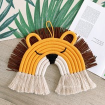Nordic style home childrens room fawn lion decoration wall handmade cotton thread woven rainbow decoration pendant