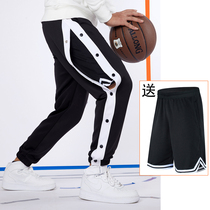  American full open buckle leg breasted pants side row basketball pants button pants Sports pants pants loose training spring and summer men