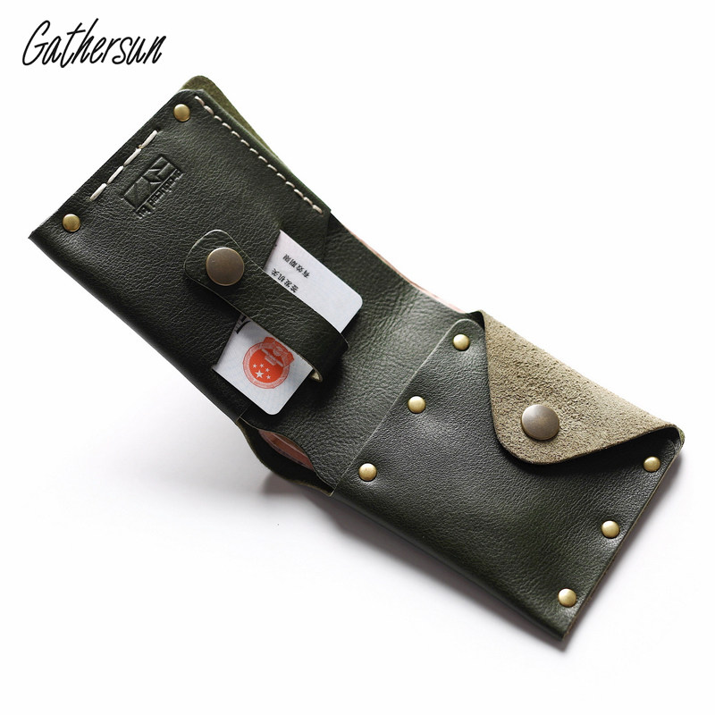 Original Design Handmade Tannic Cow Leather Men's Wallet Genuine Leather Short Business Cross Wallet Youth Trend Leather Wallet