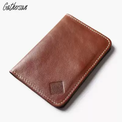 GATHERSUN handmade retro leather passport protective cover cowhide simple travel passport holder certificate storage bag