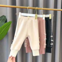 Korean girls winter plus velvet thick pants children baby radish pants female children Foreign style autumn and winter double-sided Velvet