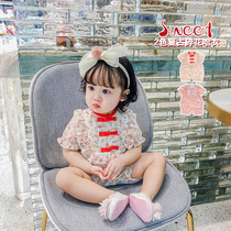 Korean newborn baby national style one-piece summer 100 days Chinese style climbing suit Female baby full moon suit
