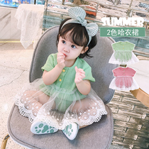 Korean baby summer thin clothes Female baby one-piece newborn Princess Hayi bag fart skirt summer dress