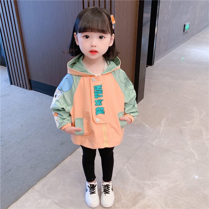 South Korean girl's autumn clothes jacket new foreign spring autumn women's baby windsuit children with hood blouses children casual wear