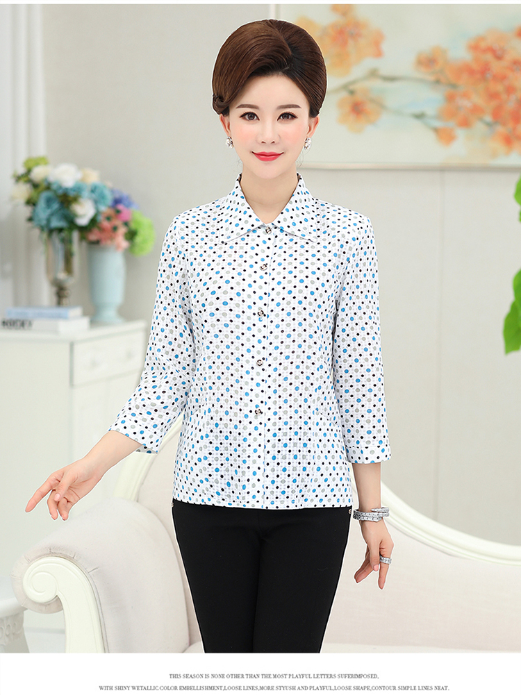 Áo sơ mi nữ trung niên mùa hè Áo phông ngắn tay bà ngoại phù hợp với tay áo chín quần 60-70 tuổi váy tuổi trung niên