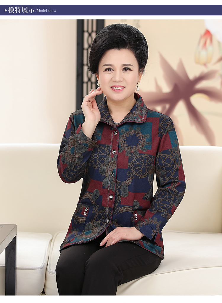 Quần áo mùa thu bà ngoại 60 tuổi 70 tuổi trung niên phụ nữ mùa xuân hè dài tay áo sơ mi nữ 80 tuổi váy đầm cho người 60 tuổi