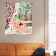 minh họa vẽ tay tấm thảm treo in vải nền vải INS phòng ngủ gió giường phòng ngủ tập thể hình ảnh trang trí tường bao che - Tapestry