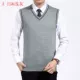 Mùa thu và mùa đông mới thỏ vàng trung niên vest lụa nam v-cổ rắn màu áo len áo thun áo len vest nam
