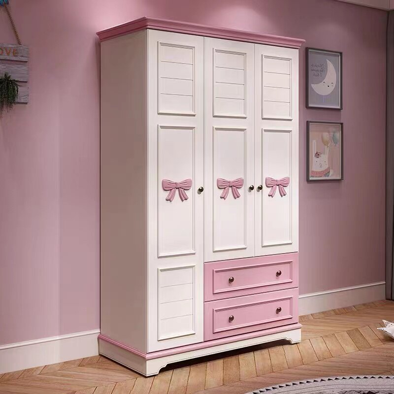 Wardrobe New Children's Room Open Door Blue Household Wooden Bedroom Accepts Artificial Space Master Economy