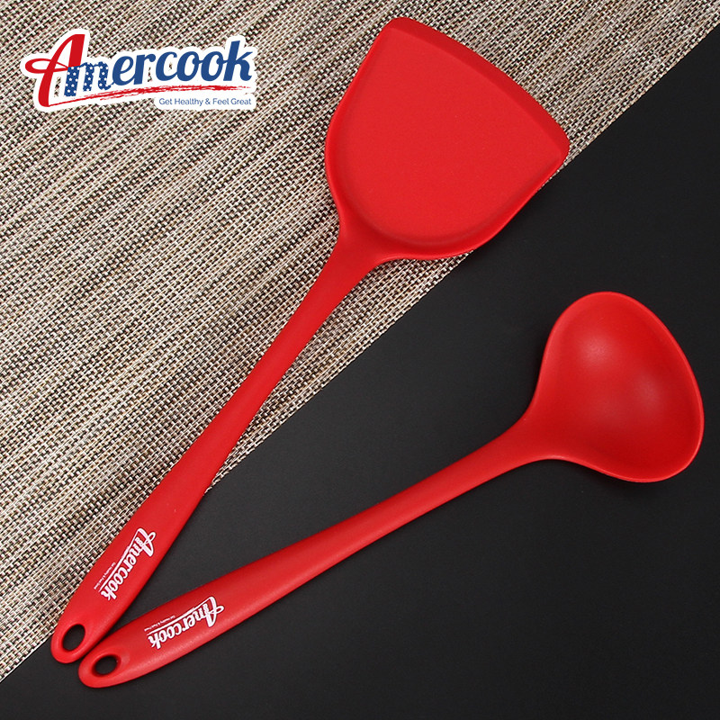 amercook flagship store silicone spatula non-stick pan special shovel spoon set soup spoon high temperature resistant household cooking spoon