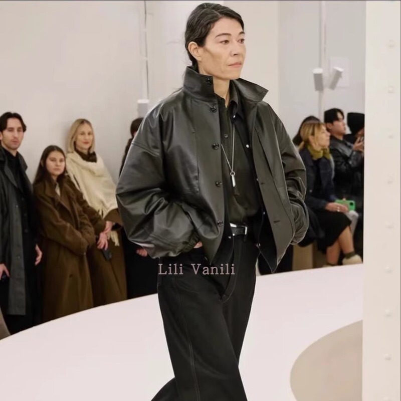Heavyweight and Stylish Old Money~ Lem Imported Sheepskin Aviator Retro Stand-Up Collar Leather Jacket Short Elastic Jacket