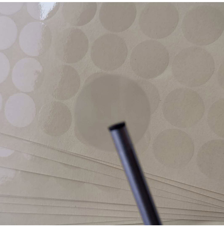 Customize all types of peet transparent pvc without marks adhesive round strong adhesive seal stickers Half rubber spaced glue labels