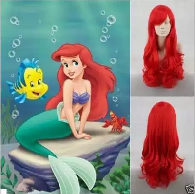 Anime cosplay wig Mermaid wig Children's hair Ariel big red long curly hair Halloween spot