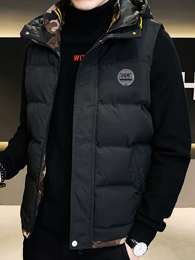 PAUL DOWN COTTON VEST MENS AUTUMN AND WINTER WARM JACKET FLEECE AND THICK COTTON JACKET WEAR SLEEVELESS SHOULDER HORSE CLIP