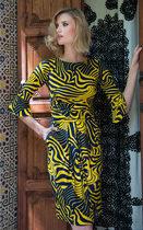 UK surges French produce yellow printed sashimi with slim wrap dress office (elastic moderate)