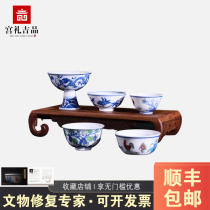 Royal Doucai Blue and White Hundred Million Cup Set Daming Chenghua Doucai Chicken Crock Cup Bowl Yangshiqi Porcelain Tea Set Gift Box