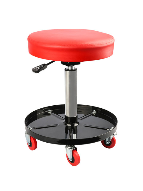 Auto Repair Stool for Maintenance, Polishing, Work Bench, Adjustable Height, with Wheels, Car Repair Round Stool, Reclining Board, Tool Tray