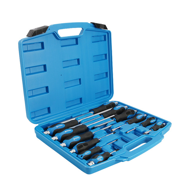 12-Piece Through-Hole Phillips and Flathead Screwdriver Set with Magnetic Impact Driver Bits