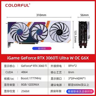 Видеокарта Colorful RTX 3060 Ti Ultra W OC G6X — 8/12 ГБ, трёхвентиляторный разгонный дизайн для 2K-игр