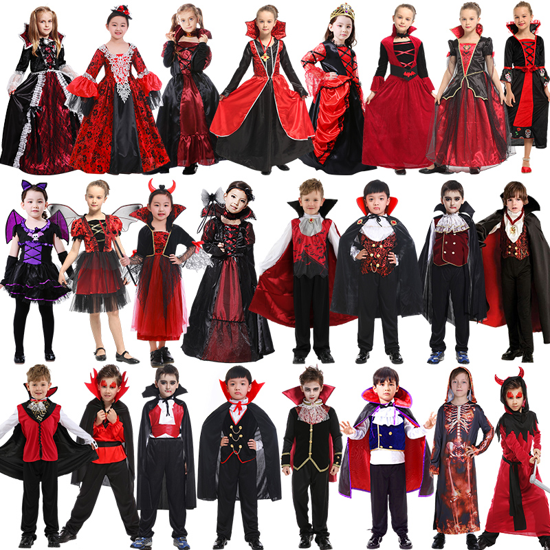 Halloween children's clothing vampire clothes to serve cosplay makeup prom male girl witch suit-Taobao