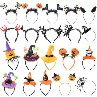 Children's Halloween ornaments pumpkin headgear hair hoop hair hoop hair accessories female wizard witch spider dress up supplies props