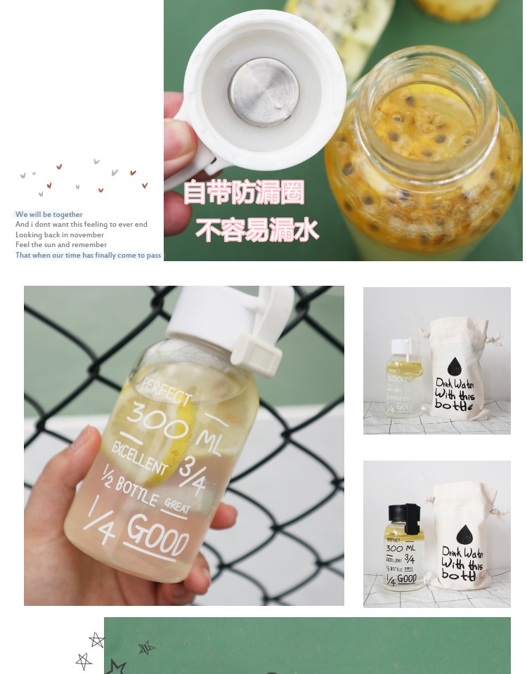 Mùa hè mới dây tiện lợi Phiên bản tiếng Hàn của cốc đơn giản tiếng Anh sáng tạo nam nữ sinh viên kính tay bình giữ nhiệt 500ml