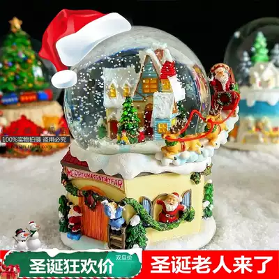 Santa Snowflake crystal ball music box Music box Male and female friends send girls Birthday Christmas gifts