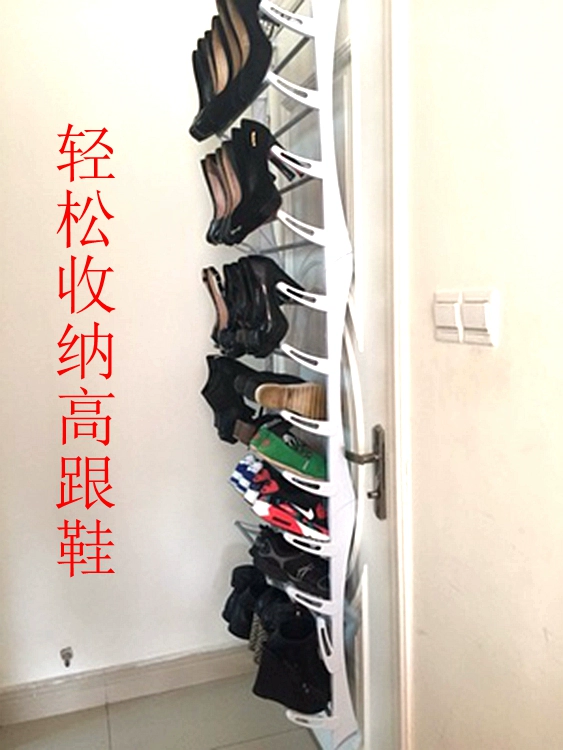 Sáng tạo cửa sau giày giá treo tường lắp ráp lưu trữ đơn giản nhiều lớp sắt rèn giày giá có thể tháo rời 4 8 ​​12 lớp - Kệ
