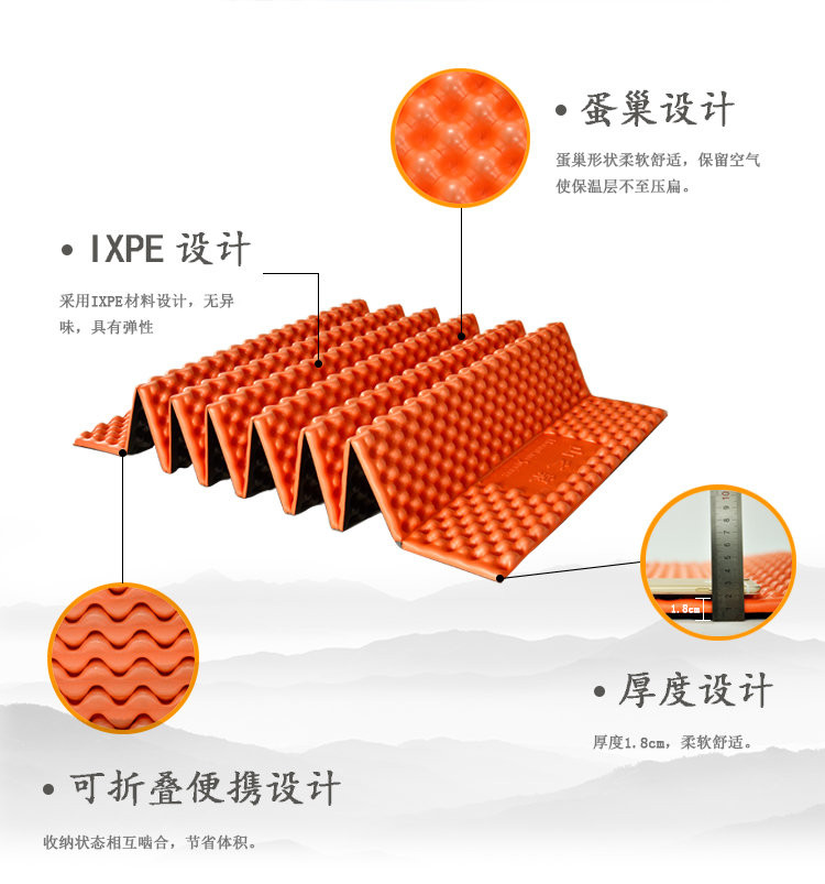 Núi mùa xuân ngoài trời ẩm pad trứng tổ đơn đôi dày nhôm rộng lều phim ngủ pad cắm trại leo lên thảm gấp - Thảm chống ẩm / Mat / Gối tấm trải đi picnic