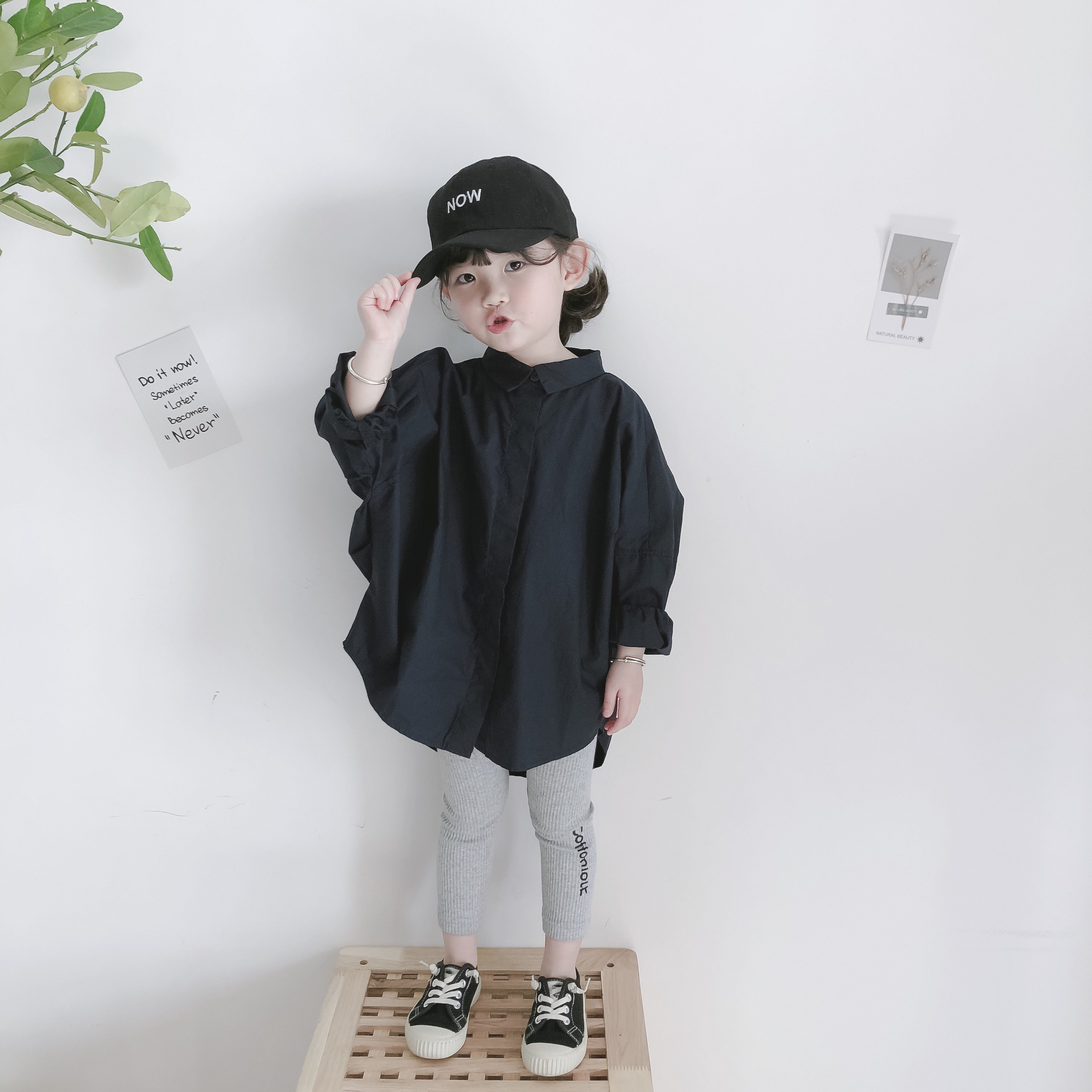 Bean Bag Monarch 2022 Chunqiu Men and women Children Korean board Loose Broadshaped Personality Baby Recessed Stylish Blouse Shirt