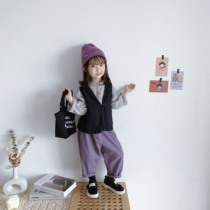 Bean Bag Monarch 21 Han Edition Chunqiu Men and women Childrens Ocean Gas 100 lap cotton numb vest Fashion art Fan Leisure Machia tide