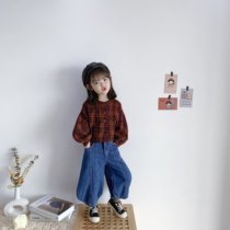 22 Spring Autumn Individuality Yang Qi Retro men and women Boy Fashion Jacket Han Edition Baby 100 Hitch Short checkered Plaid Loose Jacket