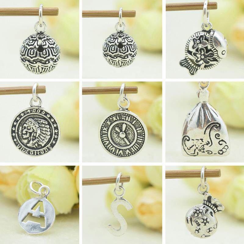 s925 Pure Silver Thai Silver Pendant Pendant Accessories Handmade DIY Small Fish Money Bag Crystal Handmade Necklace Ornament Accessories