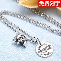 S925 sterling silver auspicious baby elephant vintage necklace female silver elephant wild choker sweater chain pendant