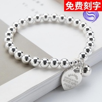 S925 sterling silver original love brand silver bead bracelet female Korean version simple personality peach heart hand string Valentines Day gift