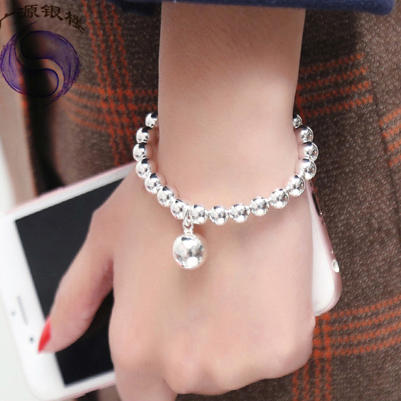 925 Silver Bracelet silver ball ball pendant female Han edition of simple fashion and ball silver hand to friends