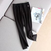 21 Autumn Summer New Casual Sports 100 Hitch Roman Cloth Cotton Tightness Waist Kharen Pants 90% Pants Stomp Pants Open Fork Sweatpants